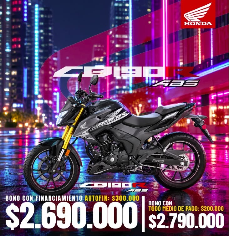 Honda CB190R ABS: $2.690.000 con financiamiento Autofin, $2.790.000 con todo medio de pago